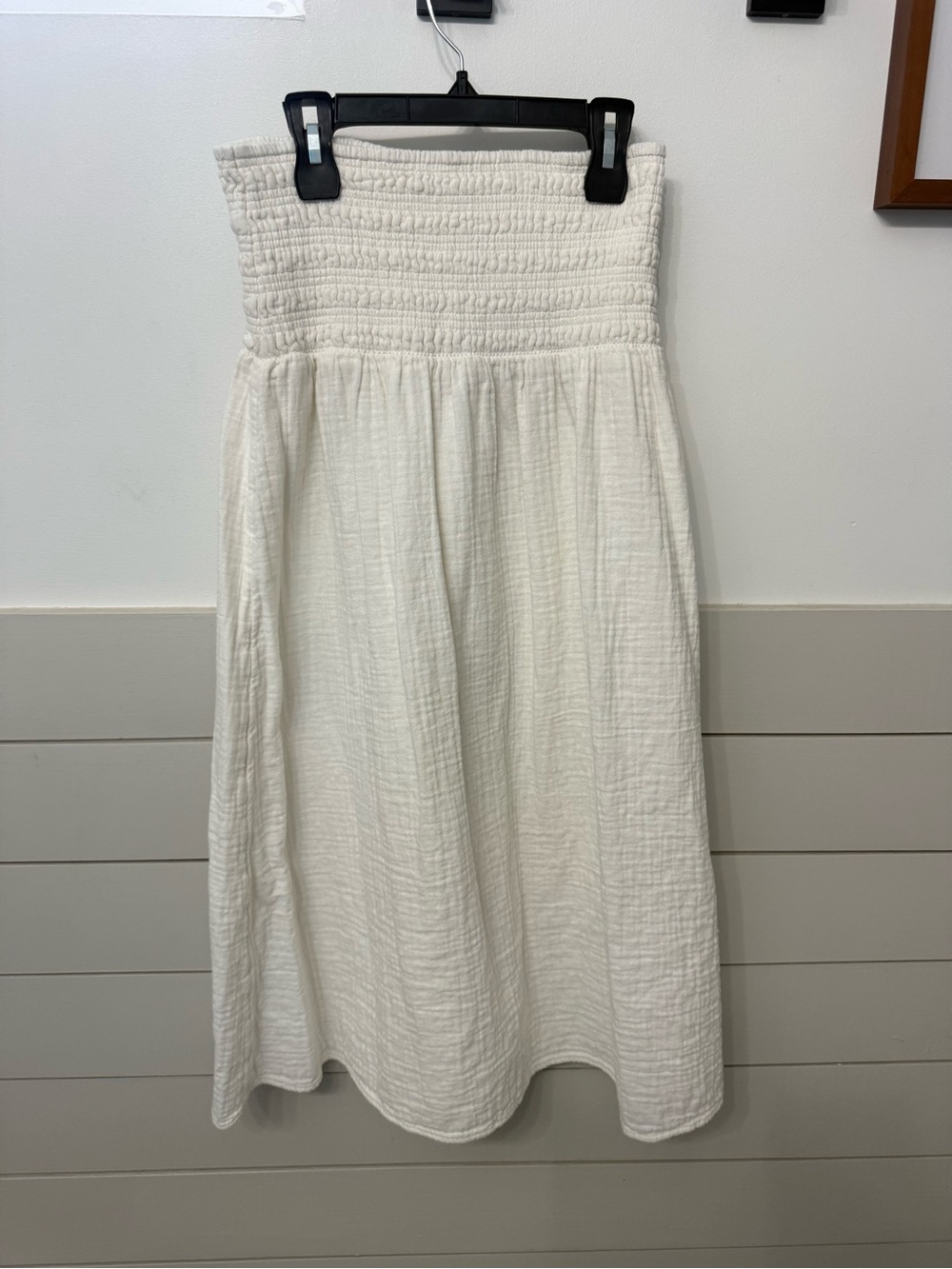 Old Navy White Smocked Midi Skirt